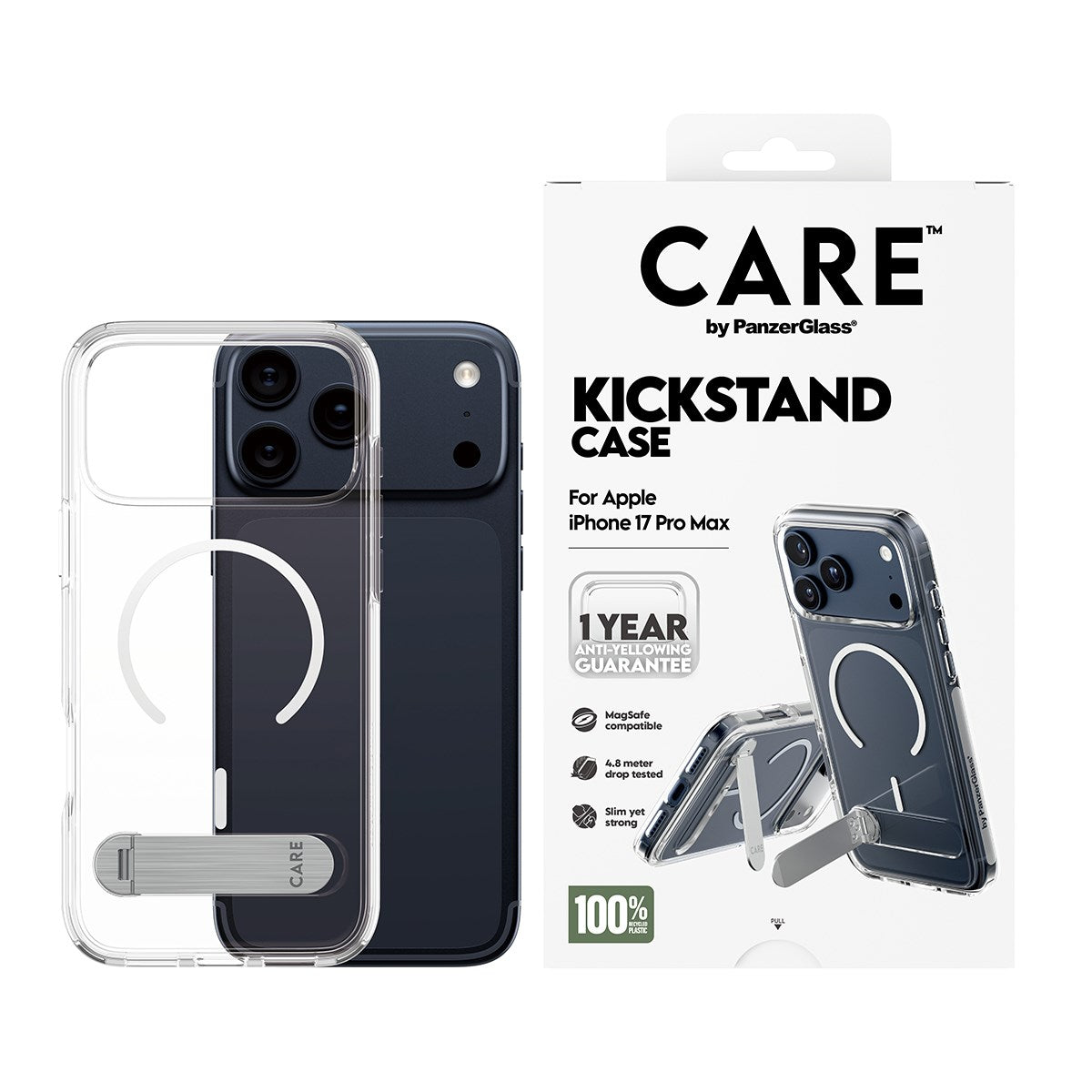 CARE™ by PanzerGlass® Case Transparent w. Kickstand & MagSafe iPhone 17 Pro Max